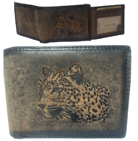 Mens Leopard Wallet RFID Tiger Genuine Leather Animal Credit Debit Card Bifold - House Of Fashion Wear