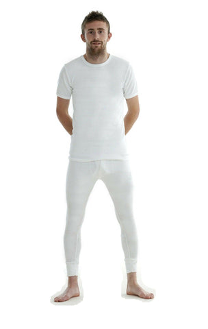 2 Pairs White Set Thermal Underwear Short Sleeve T-Shirt Top Bottoms Men Pants - House Of Fashion Wear