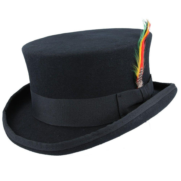 Men’s Top Hat Mid Crown Dressage Equestrian Tophat Cap Wool Unisex Black Deadman Hats - House Of Fashion Wear