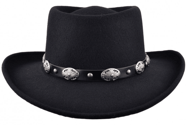 Men’s Gambler Hat Cowboy Fedora 100% Wool Water Repellent Gaucho Unisex Black Crushable Hats With Buckle Band - House Of Fashion Wear