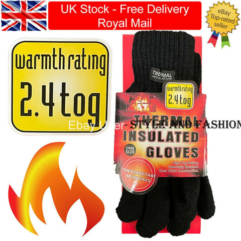 Mens Thermal Gloves Winter Black Insulated Gloves Thick Soft Touch Warm One Size - House Of Fashion Wear