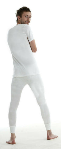 Men's Thermal Underwear Short Sleeve T-Shirt Vest White Top Bottoms Long Johns For Men Ultra Soft Warm Fleece Lined Leggings Winter Trousers Pants - House Of Fashion Wear