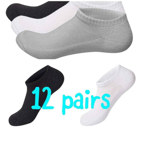 Trainer Socks Black White Women Men 24 Pairs Ankle Liner Summer Gym Invisible - House Of Fashion Wear
