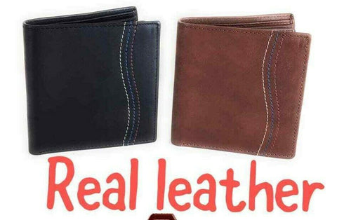 Real Leather Wallet Black Brown Men Credit Card Holder Multi Compartments Cow - House Of Fashion Wear
