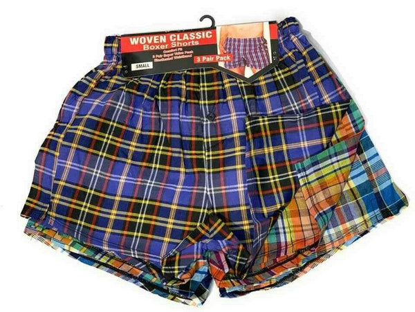 Men's Woven Boxer Shorts Check Cotton Rich Underwear Breifs Short Trunks 3 6 12 - House Of Fashion Wear