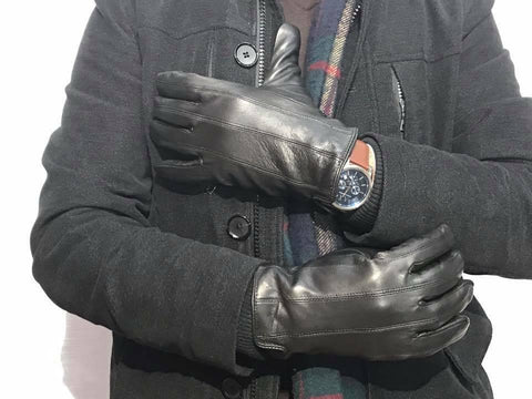 Men Driving Gloves Top Quality Soft Genuine Real Leather Black Touch Screen - House Of Fashion Wear