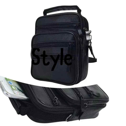 Real Leather Black Messenger Cross Body Shoulders Small Men's Women New Side Bag - House Of Fashion Wear