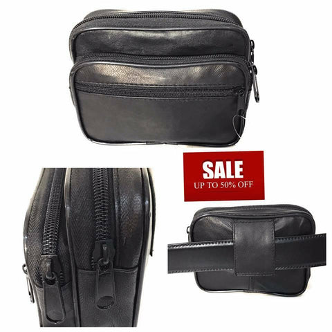 Real Leather Coin Purse Belt Pouch Camera Phone Money Holder Travel Black - House Of Fashion Wear