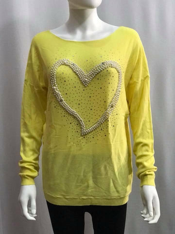 Women Ladies Spring Heart  top Sweater Jumper Pearl Sweater Top over jumpers - House Of Fashion Wear