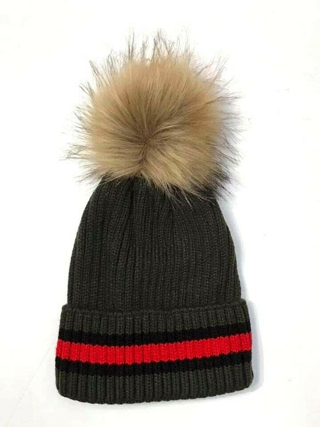 New Women Faux Fur Ball Hat Pom Pom Fake Fur Beanie  Bobble Knitted Warm Hat - House Of Fashion Wear