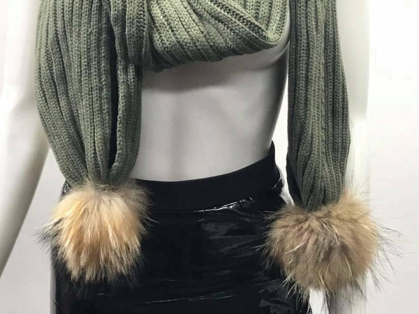 Women Pom pom Scarves Ladies Winter Big Scarf Stole Fur Plain Shawl Wraps Warm - House Of Fashion Wear