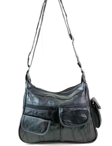 Real Leather Handbag Cross Body Long Shoulder Strap Women Black Travel Work - House Of Fashion Wear