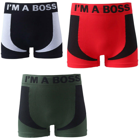 Mens I'M A Boss Seamless Boxer shorts Underwear Design 3 Pairs Shorts Comfortable Trun - House Of Fashion Wear
