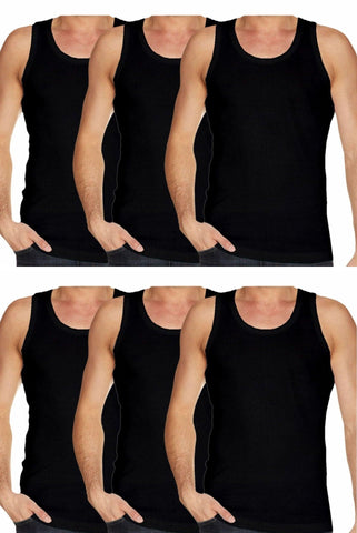 Mens Sleeveless Vest Tops Pack Of 6 Tank Top Fitted 100% Cotton Multiple Colors And Sizes Summer Training Gym Tops T-Shirt - House Of Fashion Wear