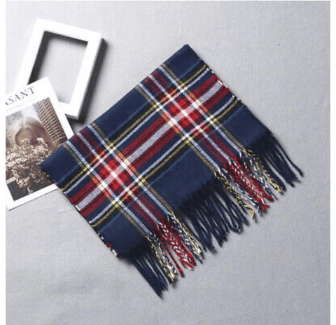 Ladies Red/Blue Tartan Checked Scarf Dog Tooth Shawl Winter Warm Long Large Soft Scarves - House Of Fashion Wear