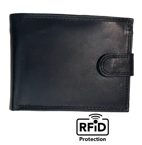 Black RFID Wallet Leather Mens Antitheft Bifold Purse Blocking ID Zip Coin Pocket - House Of Fashion Wear