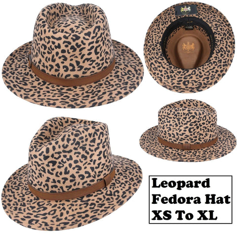 Leopard Fedora Hat, Crushable Wool Felt Fedora Hat, Leopard Classic Fedora Hat, Ladies Wool Fedora Hat, 100% Wool Felt Fedora Cowboy Hat - House Of Fashion Wear