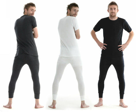 Men's Thermal Underwear Short Sleeve T-Shirt Vest Top Bottoms Long Johns For Men Ultra Soft Warm Fleece Lined Leggings Winter Trousers Pants UK S-2XL - House Of Fashion Wear