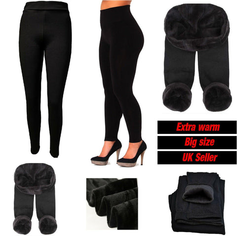 Thick Fur Fleece Lined Legging Womens Thermal Winter Sports Gym Ladies Trousers Plus Sizes Legging UK 18-26 - House Of Fashion Wear