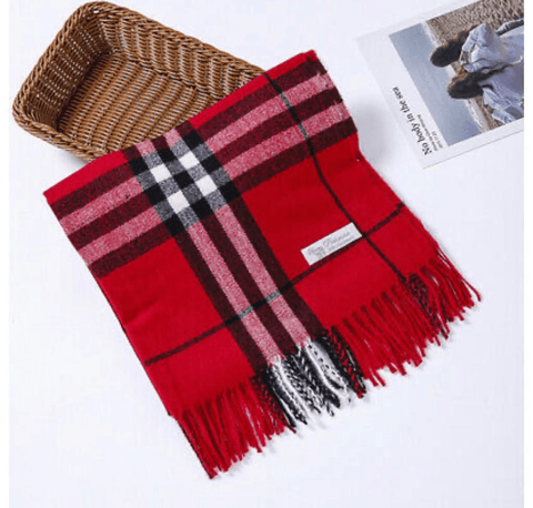 Ladies Red Tartan Checked Scarf Dog Tooth Shawl Winter Warm Long Large Soft Scarves - House Of Fashion Wear