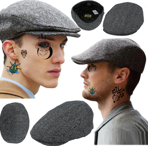 Men’s Flat Cap Newsboy Herringbone Country Side Classic Salt & Pepper Tweed Caps - House Of Fashion Wear