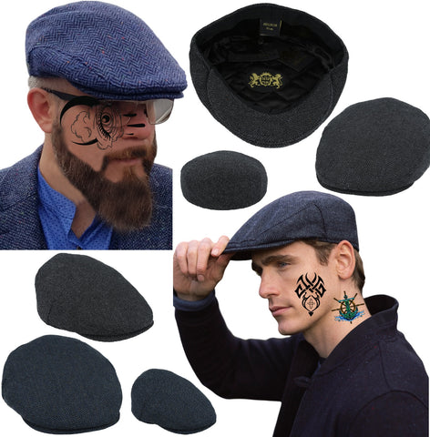 Men’s Flat Caps Herringbone Wool Newsboy Gatsby Country Side Classic Tweed Hat - House Of Fashion Wear