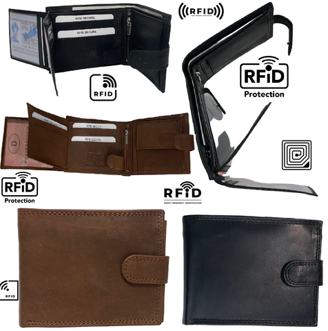 Mens RFID Wallet Leather Men Antitheft Bifold Purse Blocking ID Zip Coin Pocket - House Of Fashion Wear