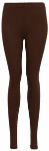 Womens Brown Leggings Summer Plain Stretchy Soft Elasticated Viscose Full Length - House Of Fashion Wear