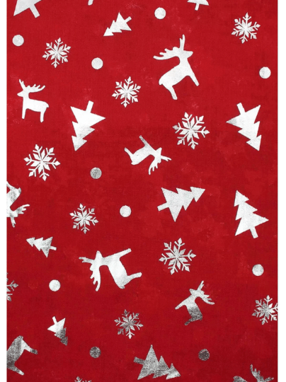 Ladies Christmas Scarf Snowflake Red Silver Foil Metallic Tree Reindeer Stole Soft Wrap Xmas Present Gift Women's Scarves & Shawls Wraps - House Of Fashion Wear