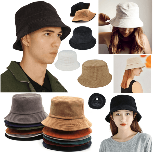 Women's Corduroy Bucket Hat Men's Fisherman Sun Panama Cap Luxury