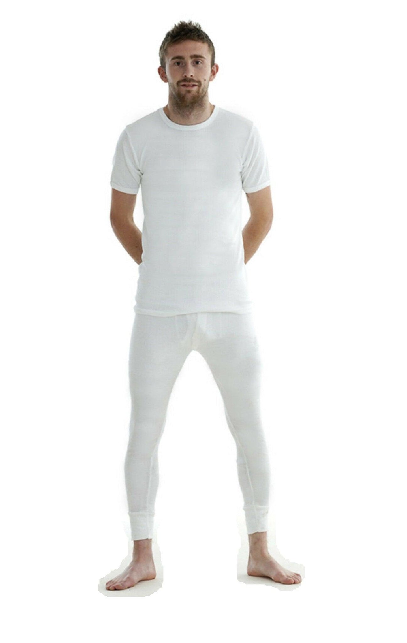 Men's Thermal Underwear Short Sleeve T-Shirt Vest White Top
