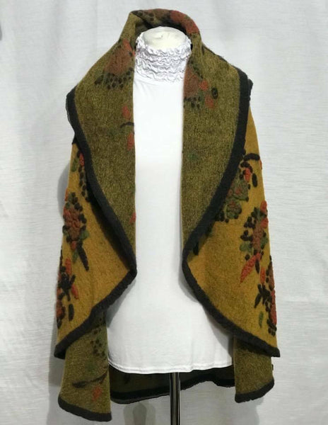 Waterfall Waist Jacket Coat New women Lagenlook Plus Boiled Wool Mix Flower - House Of Fashion Wear