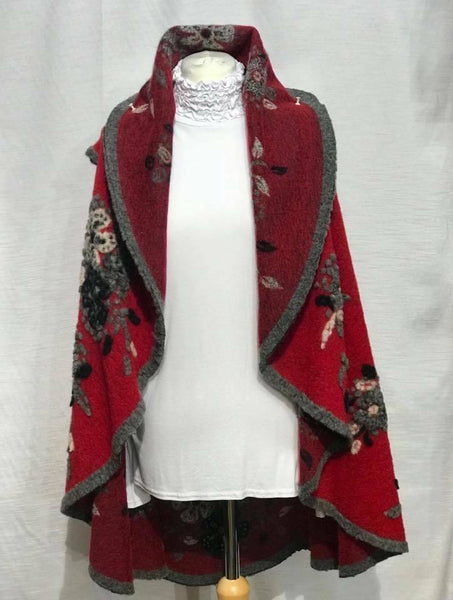 Waterfall Waist Jacket Coat New women Lagenlook Plus Boiled Wool Mix Flower - House Of Fashion Wear