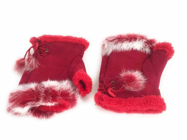 Ladies Fingerless Gloves Women Pom Pom Winter Faux Fur Mittens Soft Warm Lined Thermal - House Of Fashion Wear