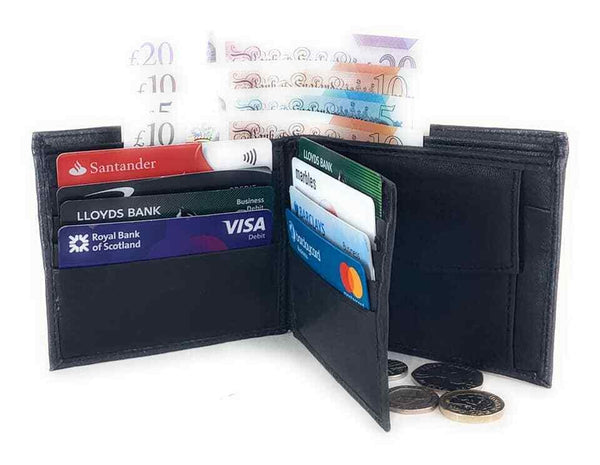 Mens Real Soft Leather Wallet Card Holder Multi Compartments Large Zip Coins - House Of Fashion Wear