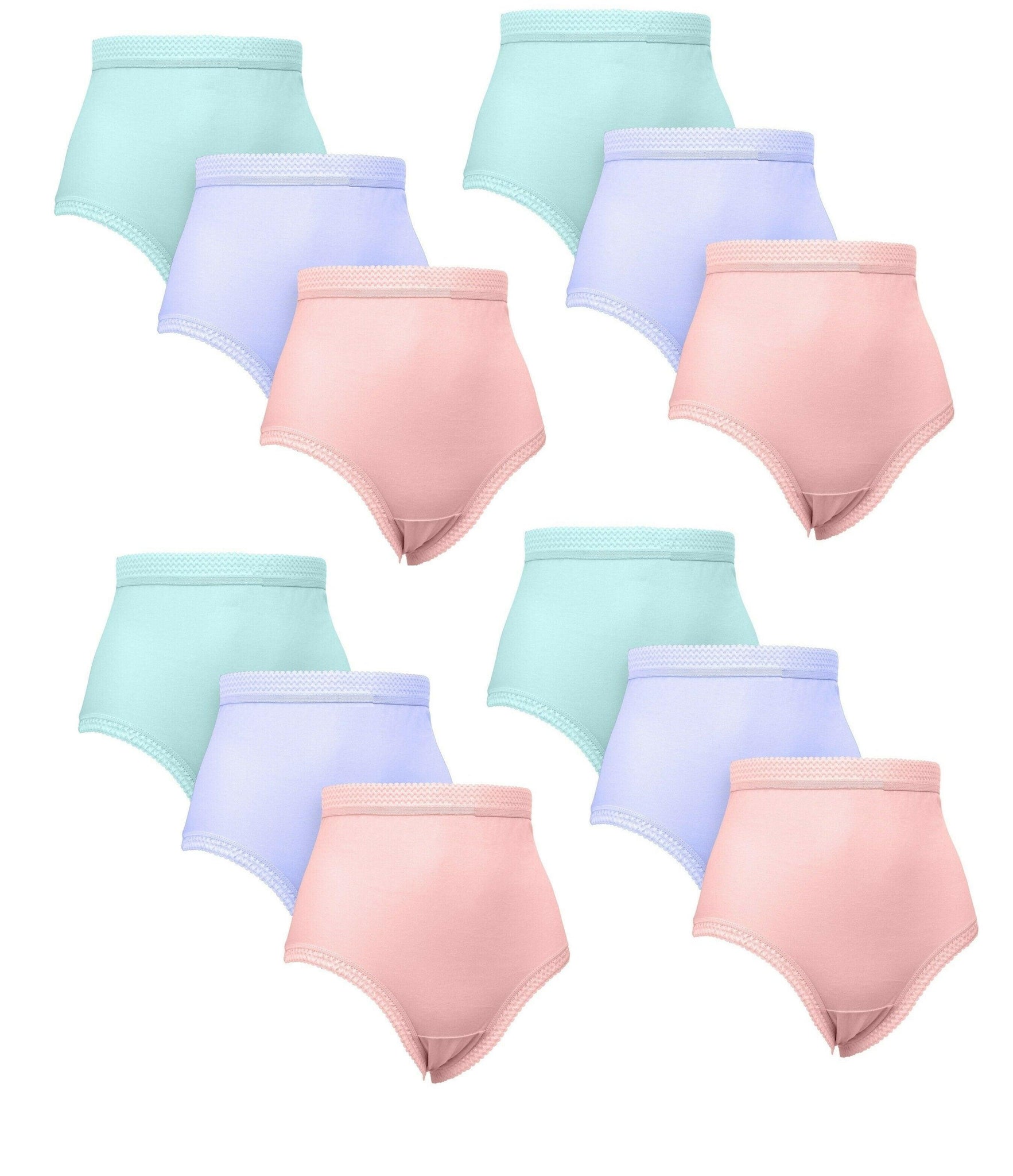 Ladies Underwear Knickers Briefs Underpants 12 Pairs 100% Cotton Maxi Briefs  Womens Assorted Color Nickers Pastel Panties UK Wms-Xxxos